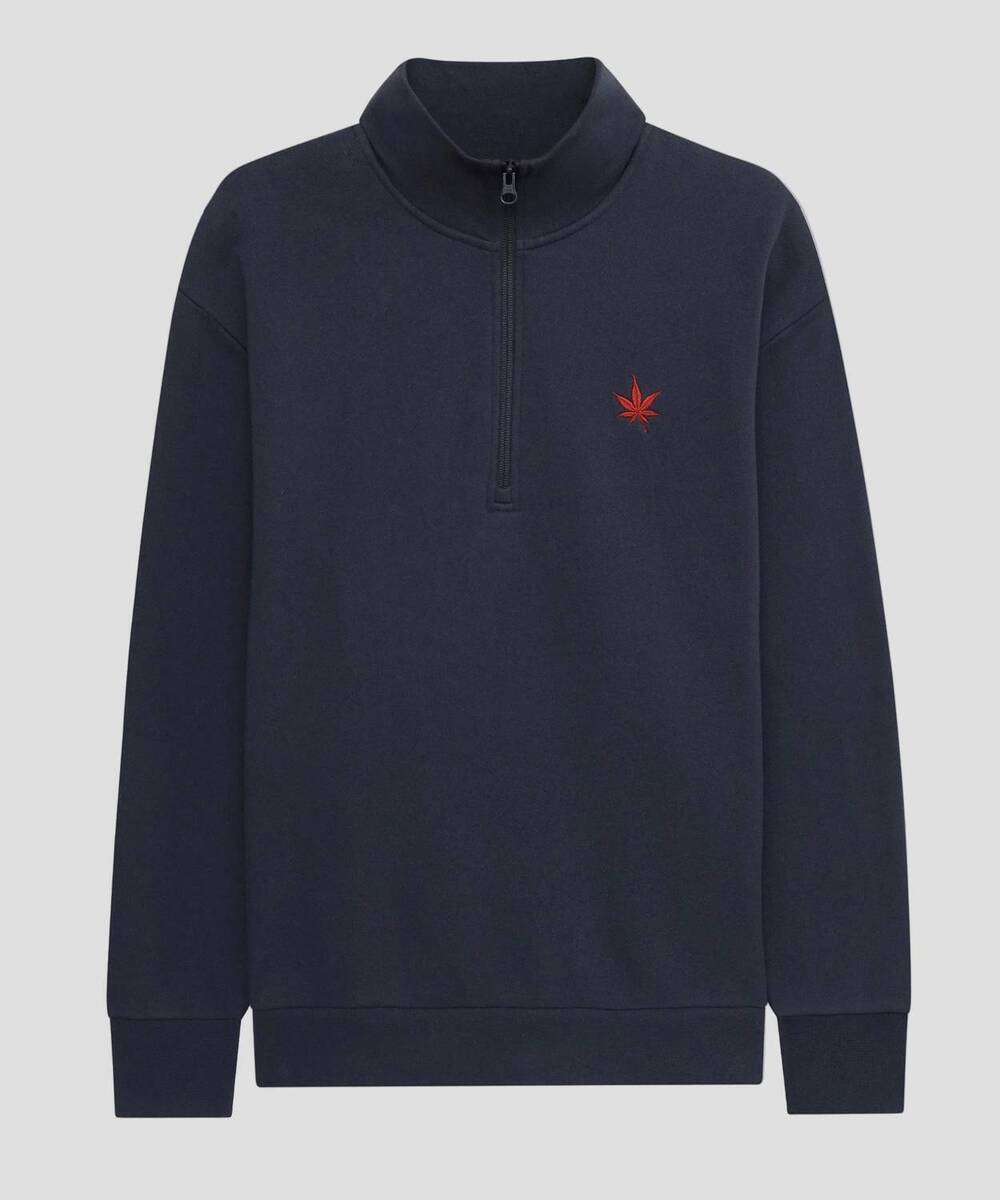 NEW BOAST men's fleece quarter zip sweatshirt in navy
